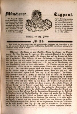 Münchener Tagpost (Münchener Morgenblatt) Samstag 25. Januar 1840