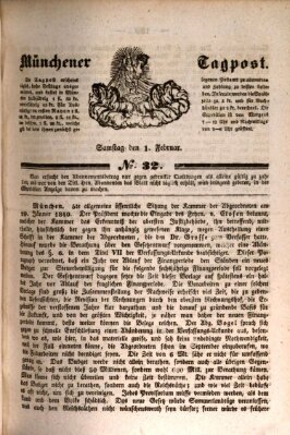 Münchener Tagpost (Münchener Morgenblatt) Samstag 1. Februar 1840