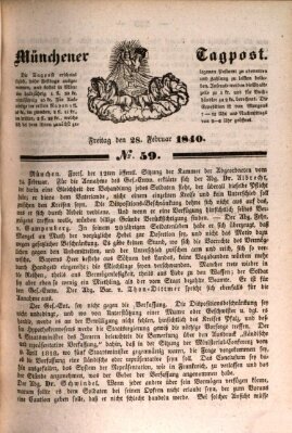 Münchener Tagpost (Münchener Morgenblatt) Freitag 28. Februar 1840