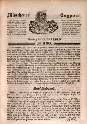 Münchener Tagpost (Münchener Morgenblatt) Samstag 25. April 1840