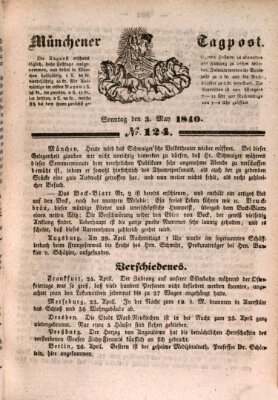 Münchener Tagpost (Münchener Morgenblatt) Sonntag 3. Mai 1840