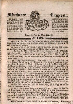 Münchener Tagpost (Münchener Morgenblatt) Donnerstag 7. Mai 1840