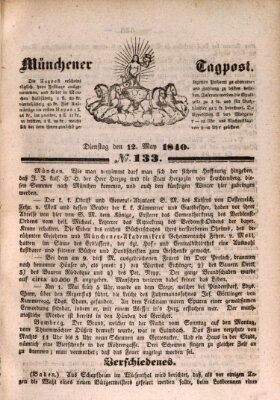 Münchener Tagpost (Münchener Morgenblatt) Dienstag 12. Mai 1840