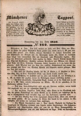 Münchener Tagpost (Münchener Morgenblatt) Donnerstag 11. Juni 1840