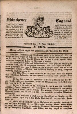 Münchener Tagpost (Münchener Morgenblatt) Mittwoch 17. Juni 1840