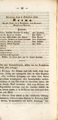 Regensburger Theater-Revue Freitag 6. Oktober 1843