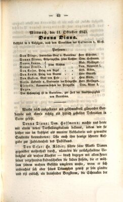 Regensburger Theater-Revue Mittwoch 11. Oktober 1843