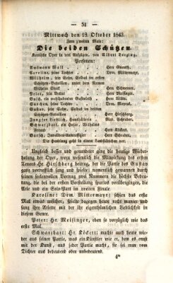 Regensburger Theater-Revue Mittwoch 18. Oktober 1843