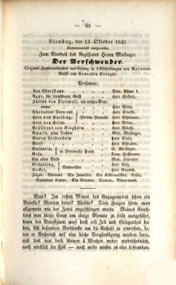Regensburger Theater-Revue Dienstag 31. Oktober 1843