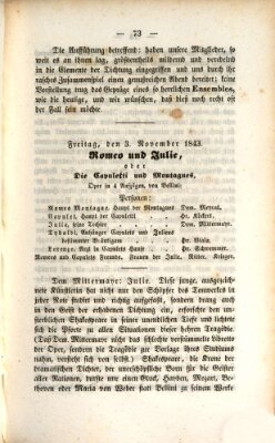 Regensburger Theater-Revue Freitag 3. November 1843