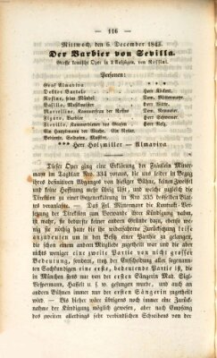 Regensburger Theater-Revue Mittwoch 6. Dezember 1843