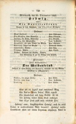 Regensburger Theater-Revue Mittwoch 20. Dezember 1843