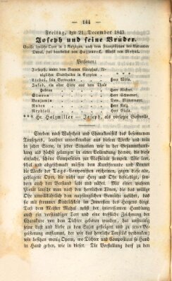 Regensburger Theater-Revue Donnerstag 21. Dezember 1843