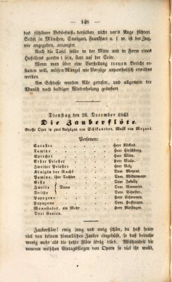 Regensburger Theater-Revue Dienstag 26. Dezember 1843