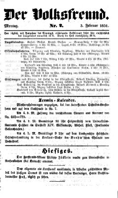 Der Volksfreund Montag 3. Februar 1851