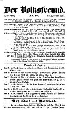 Der Volksfreund Donnerstag 20. Februar 1851