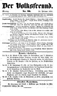 Der Volksfreund Montag 24. Februar 1851