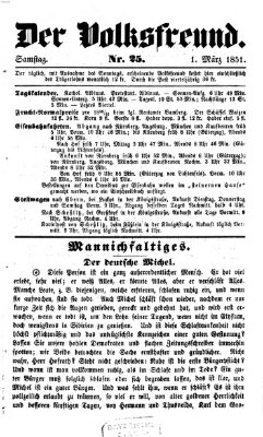 Der Volksfreund Samstag 1. März 1851