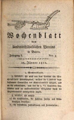 Wochenblatt des Landwirtschaftlichen Vereins in Bayern Dienstag 15. Januar 1811