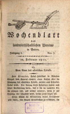 Wochenblatt des Landwirtschaftlichen Vereins in Bayern Dienstag 12. Februar 1811