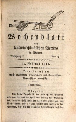 Wochenblatt des Landwirtschaftlichen Vereins in Bayern Dienstag 19. Februar 1811