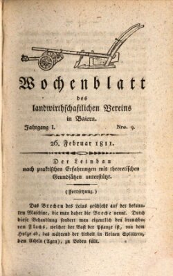 Wochenblatt des Landwirtschaftlichen Vereins in Bayern Dienstag 26. Februar 1811