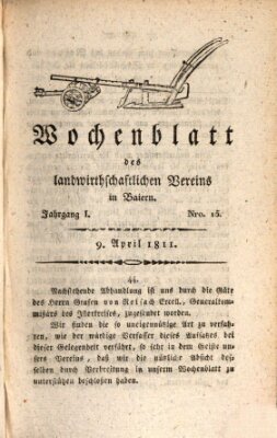 Wochenblatt des Landwirtschaftlichen Vereins in Bayern Dienstag 9. April 1811