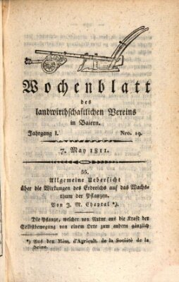 Wochenblatt des Landwirtschaftlichen Vereins in Bayern Dienstag 7. Mai 1811