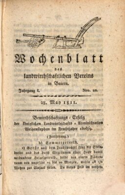 Wochenblatt des Landwirtschaftlichen Vereins in Bayern Dienstag 28. Mai 1811