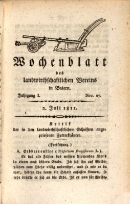 Wochenblatt des Landwirtschaftlichen Vereins in Bayern Dienstag 2. Juli 1811