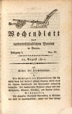 Wochenblatt des Landwirtschaftlichen Vereins in Bayern Dienstag 27. August 1811