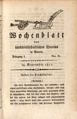 Wochenblatt des Landwirtschaftlichen Vereins in Bayern Dienstag 10. September 1811