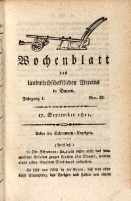 Wochenblatt des Landwirtschaftlichen Vereins in Bayern Dienstag 17. September 1811