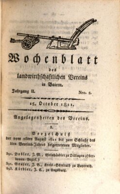 Wochenblatt des Landwirtschaftlichen Vereins in Bayern Dienstag 15. Oktober 1811