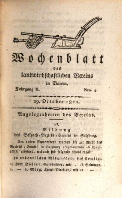 Wochenblatt des Landwirtschaftlichen Vereins in Bayern Dienstag 29. Oktober 1811