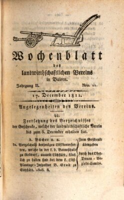 Wochenblatt des Landwirtschaftlichen Vereins in Bayern Dienstag 17. Dezember 1811