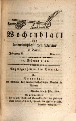 Wochenblatt des Landwirtschaftlichen Vereins in Bayern Dienstag 25. Februar 1812