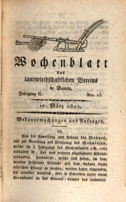 Wochenblatt des Landwirtschaftlichen Vereins in Bayern Dienstag 10. März 1812