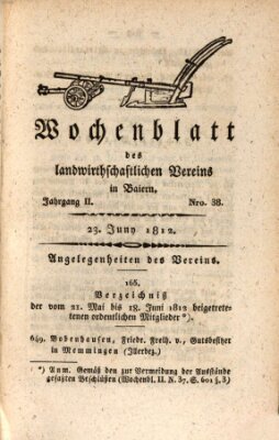 Wochenblatt des Landwirtschaftlichen Vereins in Bayern Dienstag 23. Juni 1812