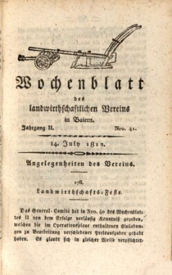 Wochenblatt des Landwirtschaftlichen Vereins in Bayern Dienstag 14. Juli 1812