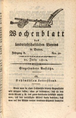 Wochenblatt des Landwirtschaftlichen Vereins in Bayern Dienstag 21. Juli 1812