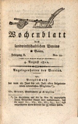 Wochenblatt des Landwirtschaftlichen Vereins in Bayern Dienstag 4. August 1812