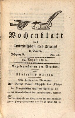 Wochenblatt des Landwirtschaftlichen Vereins in Bayern Samstag 29. August 1812