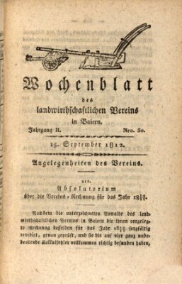 Wochenblatt des Landwirtschaftlichen Vereins in Bayern Dienstag 15. September 1812