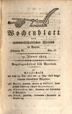 Wochenblatt des Landwirtschaftlichen Vereins in Bayern Dienstag 19. Januar 1813