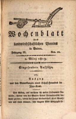 Wochenblatt des Landwirtschaftlichen Vereins in Bayern Dienstag 2. März 1813