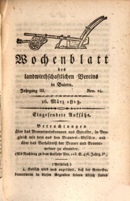 Wochenblatt des Landwirtschaftlichen Vereins in Bayern Dienstag 16. März 1813