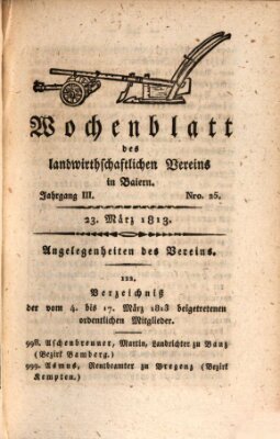 Wochenblatt des Landwirtschaftlichen Vereins in Bayern Dienstag 23. März 1813