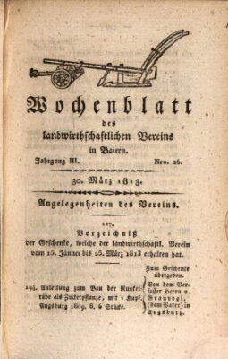 Wochenblatt des Landwirtschaftlichen Vereins in Bayern Dienstag 30. März 1813