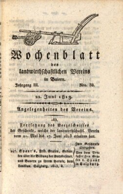 Wochenblatt des Landwirtschaftlichen Vereins in Bayern Dienstag 22. Juni 1813